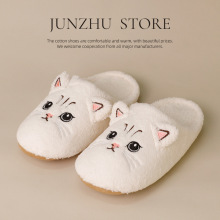 跨境爆款猫咪棉拖鞋情侣款可爱卡通居家加厚保暖毛绒软底月子鞋