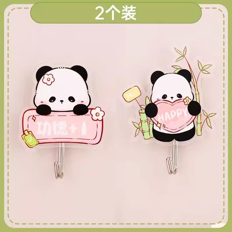 かわいいパンダのフックのリビングルームの寝室は壁に貼ってあります。|undefined