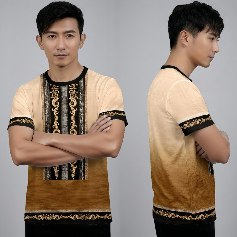 2025 Cross-Border Export Philippines New 3D Digital Printing Ethnic Style Casual T-Shirt Fashion Printed T-Shirt