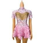 新款粉色花瓣连衣裙生日聚会晚礼服酒吧夜店gogo演出服costume