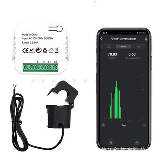 Graffiti Wifi Power Monitor 80A Meter Current Statistics Monitoring Equipment Transformer On-Off Module Precision