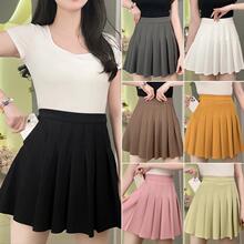 2023夏季松紧腰百褶裙女带口袋半身裙加长百搭显瘦A字裙女1件代发