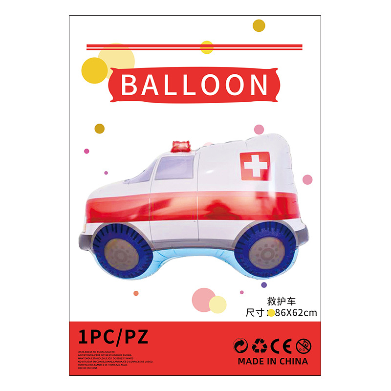 Herramientas de transporte globo de película de aluminio embalaje independiente camión de bomberos ingeniería vehículo avión juguete para niños globo de película de aluminio al por mayor