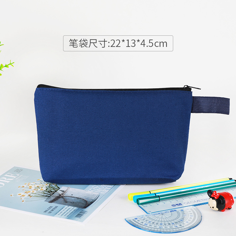 キャンバスペンバッグカスタムロゴ女性クロスボーダーアマゾンジッパー旅行化粧品バッグ肥厚文具収納袋卸売|undefined