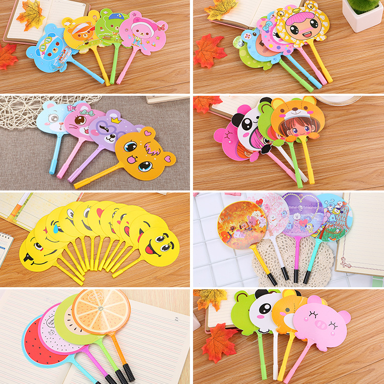 Procesamiento personalizado creativo de dibujos animados abanico bolígrafo lindo aprendizaje papelería premio estudiante regalo al por mayor