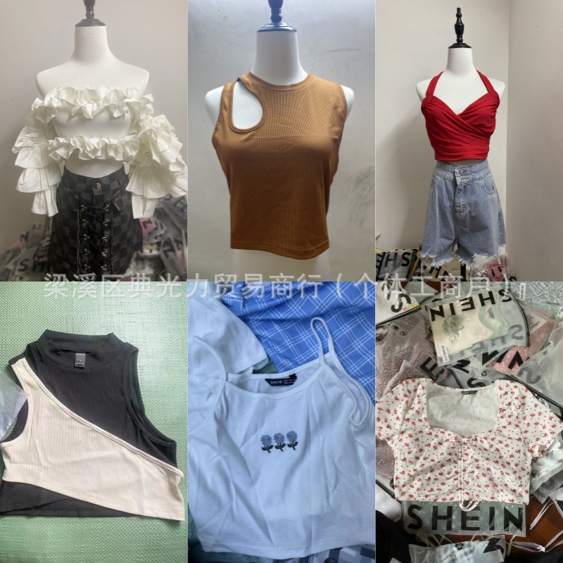 SHEIN miscelánea gran cantidad de ropa de verano en el lugar, mercancías de cola de código misceláneo transfronterizas, gran volumen de almacenamiento, buen precio