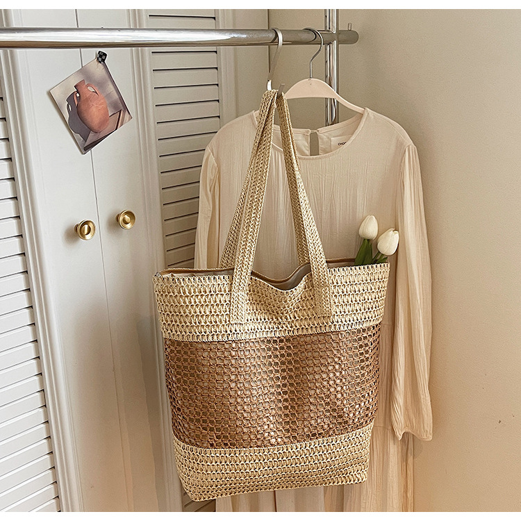 Bolsa de paja de gran capacidad para mujeres 2026 primavera nueva moda trenzada bolsa de brazo bolsa de viaje ocio bolsa tote bolsa de playa image 10