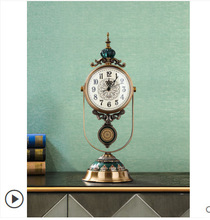 歐式座鐘家用客廳時鐘復古鐘表輕奢擺件機械桌面臺式擺鐘美式臺鐘