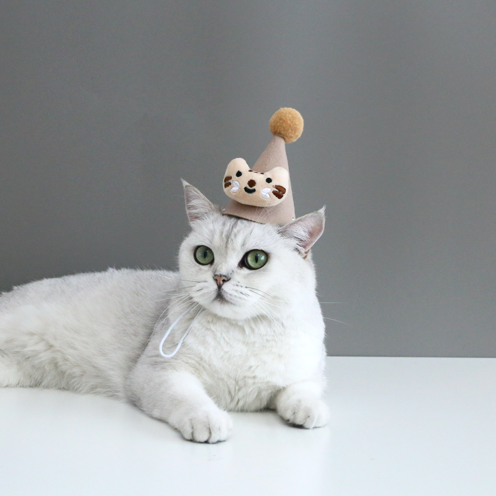 Mascota gato peluche perro cumpleaños sombrero bola tridimensional sombrero felpa muñeca de dibujos animados Navidad señaló sombrero tocado