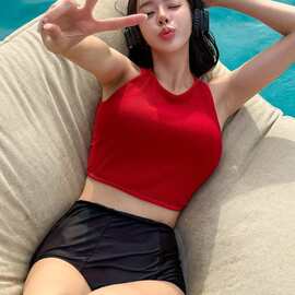 Bikini新款比基尼时尚女士分体无袖欧美女泳装带胸垫泳衣工厂批发