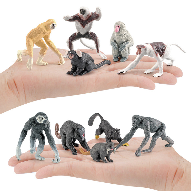 Modelo de primate de simulación transfronteriza Mini mono de nariz larga Gibbon gorila Lemur adornos estáticos traje