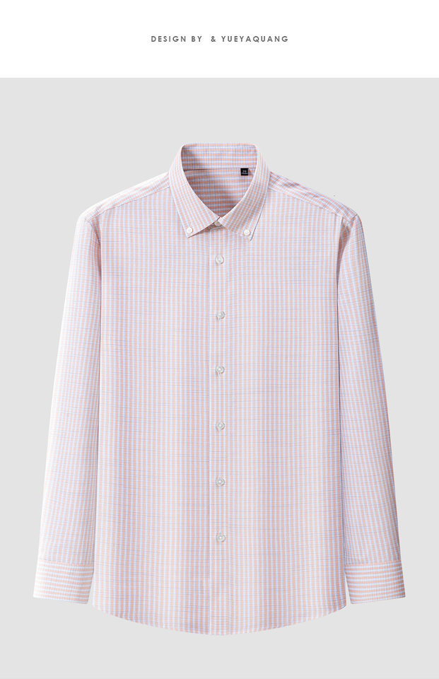 Áo sơ mi nam Oxford kẻ caro cotton dài tay không cần là, phong cách lịch sự đa năng — Sơ mi dài tay kẻ sọc vàng nhạt-302, Tay áo dài ca-rô màu cam và trắng-301 chi tiết 16