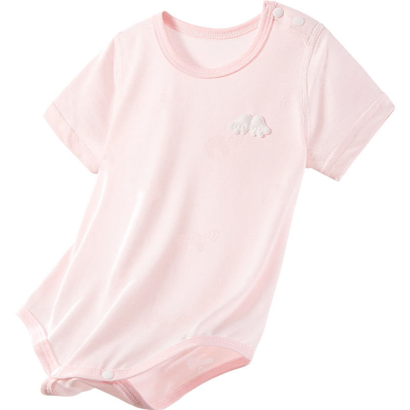 Bebé de una pieza de verano para hombres y mujeres, mamela triangular transpirable delgada, chaqueta de manga corta, ropa de recién nacido, ropa de verano para bebés