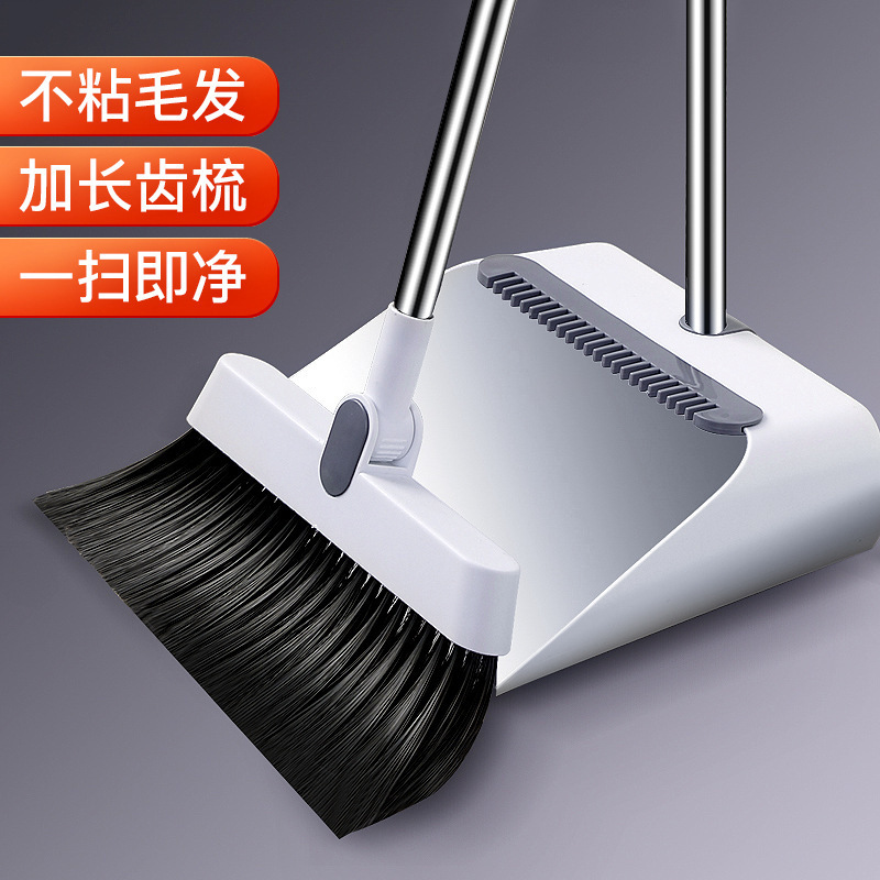 Broom and Dustpan Set, Foldable Household Broom for Living Room, Hair Sweeping Broom, Dustpan Combo