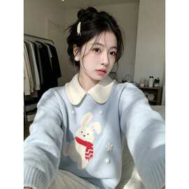 温柔设计感减龄套头毛衣女秋冬新款宽松显瘦针织衫上衣外穿潮