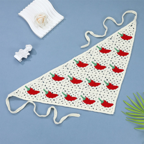 Korean-style handmade crocheted vacation-themed headscarf, celebrity same item, daisy triangle tie headband, spring outing photo decoration