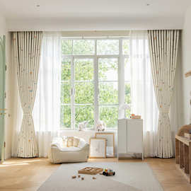 儿童遮光窗帘温柔舒心童趣纸飞机数码印花黑金遮光底布卧室窗帘