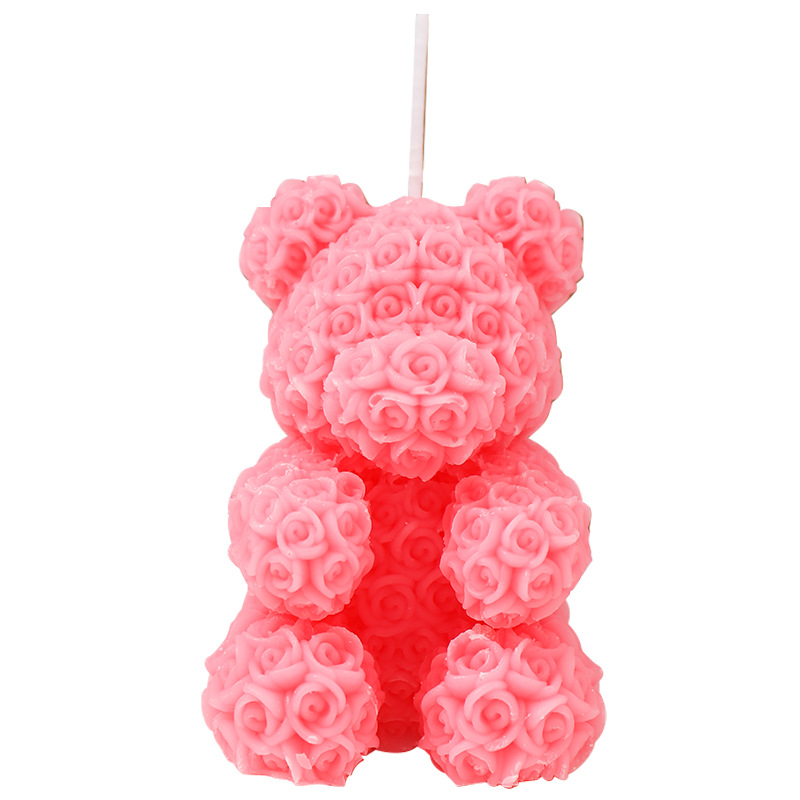 Candada de aromaterapia de oso lindo creativo Vela de oso rosa de bricolaje hecha a mano Regalo de aniversario de pareja Regalo de mano