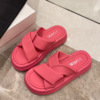 Summer high sandals platform, beach footwear, trend fashionable slide for leisure, slippers