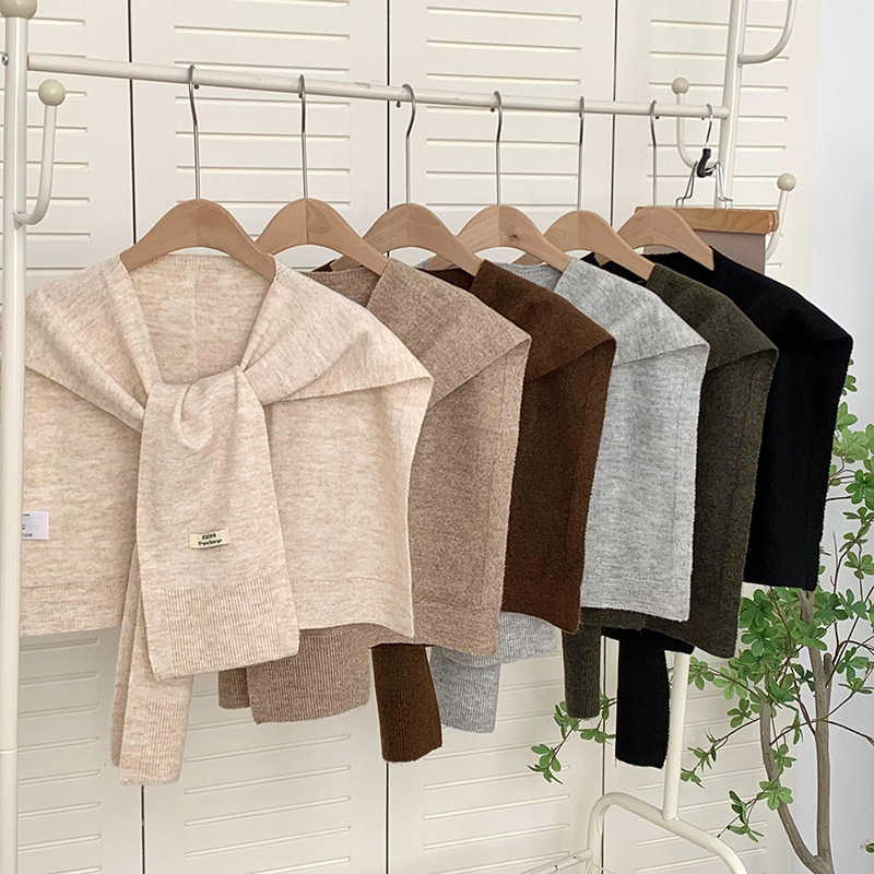 Challas de otoño de moda 2025 nuevo challas de punto de alta sensación de color sólido challas al por mayor