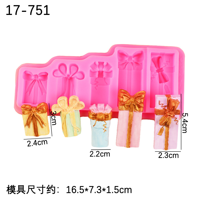 Nuevo tema de navidad molde de silicona DIY molde de fondant de chocolate para hornear decoración caja de regalo sombrero de navidad