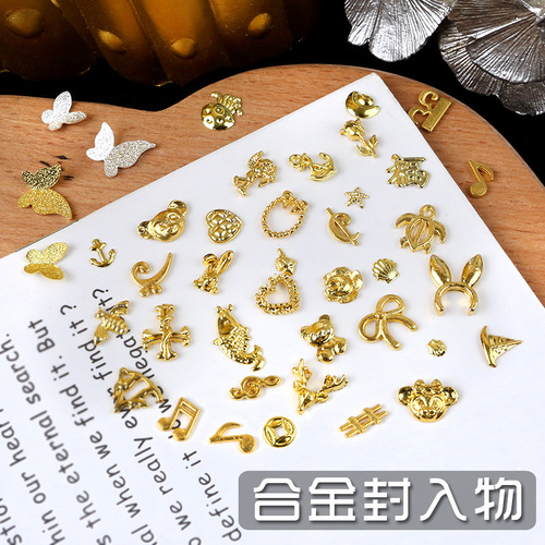 Encapsulated Alloy Metal Accessories Handmade DIY Crystal Resin Animal Little Fish Ocean Flowers Decorative Finished Product A