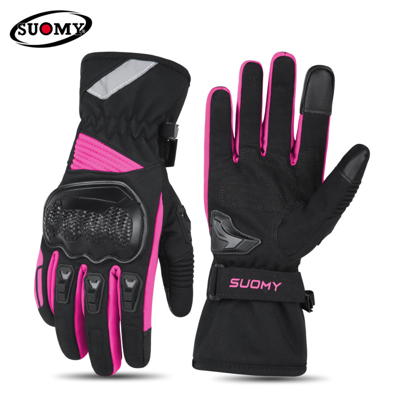 Motorcycle Winter Gloves Waterproof and Warm Cycling Motorcycle Off-Road Anti-Fall Windproof Touch Screen Rider Equipment Long Style for Women