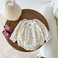 Baby clothes spring and autumn newborn sweet long-sleeved onesie for girls princess diaper cover cute crawling suit