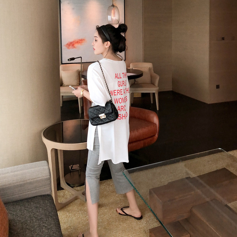 网红休闲时尚气质女神显高短袖t恤套装裤子两件套女夏洋气轻熟风
