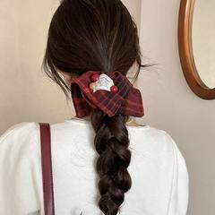 生地チェック柄英国風スクエアスカーフヘアバンド女性の正方形子供用ヘアロープヘアネクタイ女性のヘアアクセサリーヘッドバンド