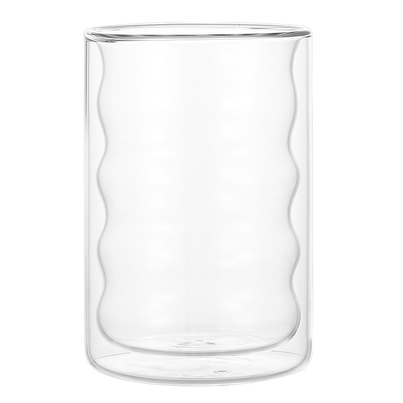 Taza de café de doble rosca de alto aislamiento de borosilicato de vidrio doméstico de gran capacidad de taza de leche transparente fabricantes de tazas de agua