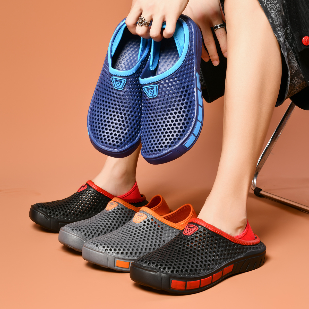 Men's Cave Shoes Garden Shoes Beach Shoes Heel Outdoor Breathable Wear-resistant Lightweight Comfortable Breathable Comfortable