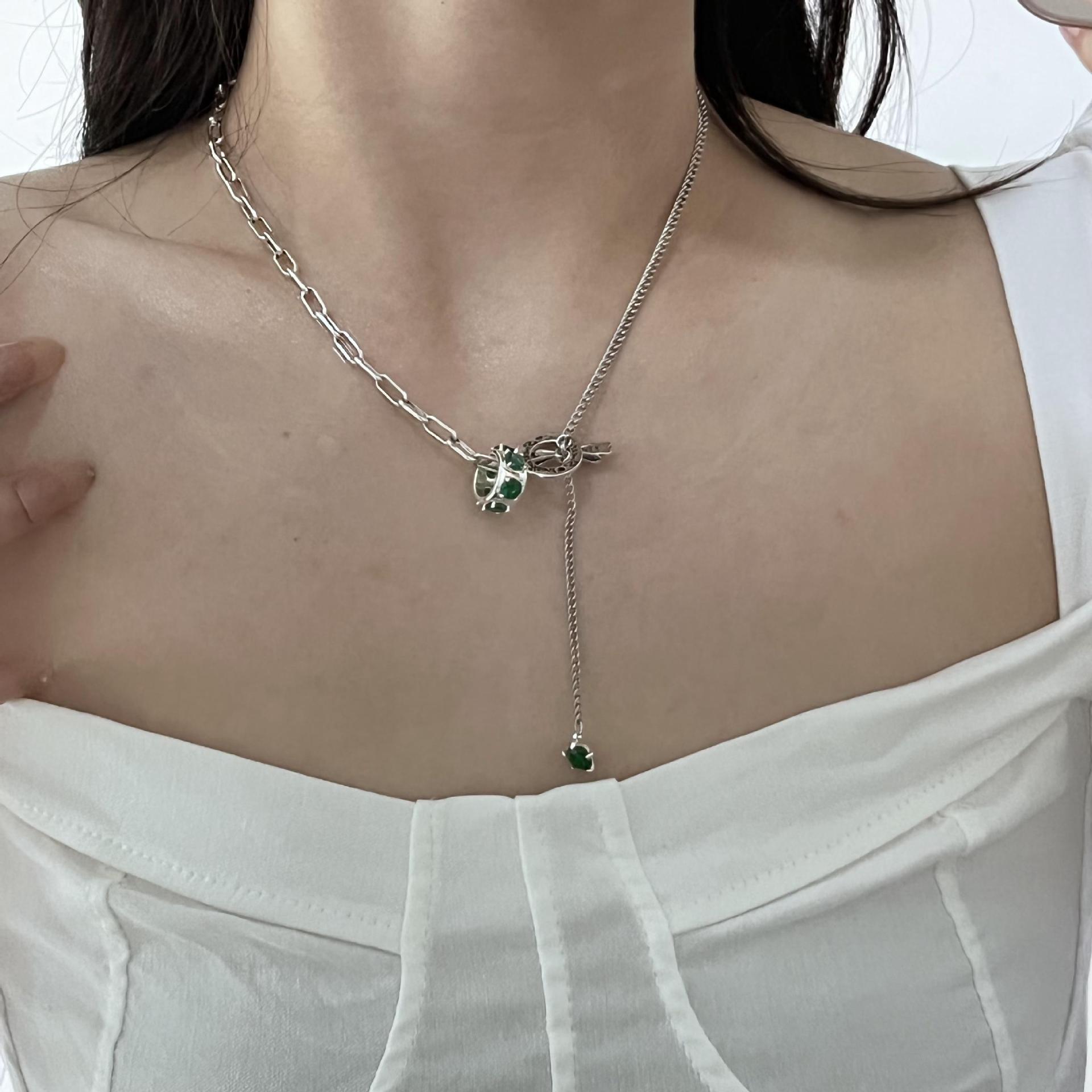 Retro Fashion Geometric Stainless Steel Plating Artificial Rhinestones Necklace