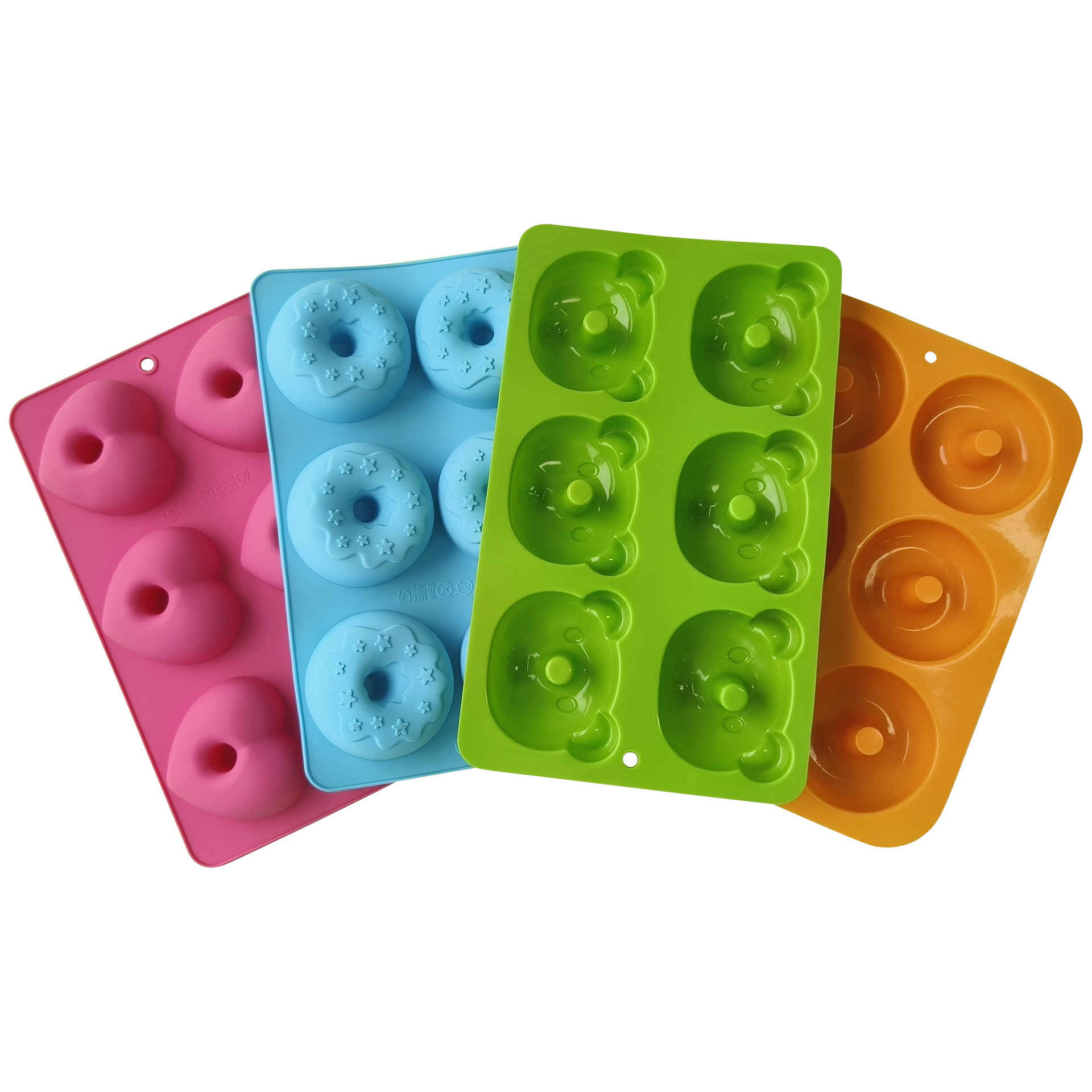 Silicone 6 molde de donut redondo DIY horno molde de horneado molde de pastel de grado alimenticio en stock al por mayor