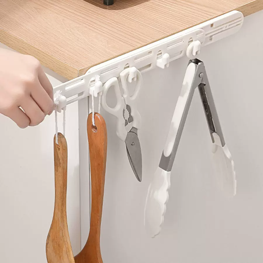 伸缩缝隙挂钩批发家用厨房免打孔衣柜橱柜壁挂式侧面门后联排粘钩