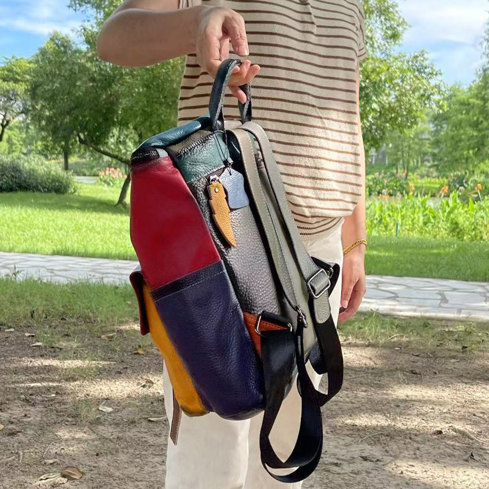 Women's Backpack, Hand Painted Cowhide Bucket Shoulder Bag_voghion.com