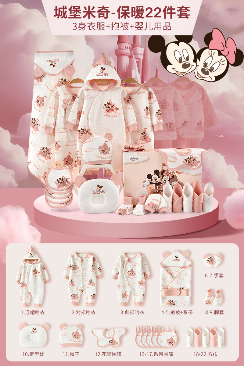 ディズニー ベビーギフトボックス 新生児服 純綿セット 新生児 女の子 満月祝いギフト 高級