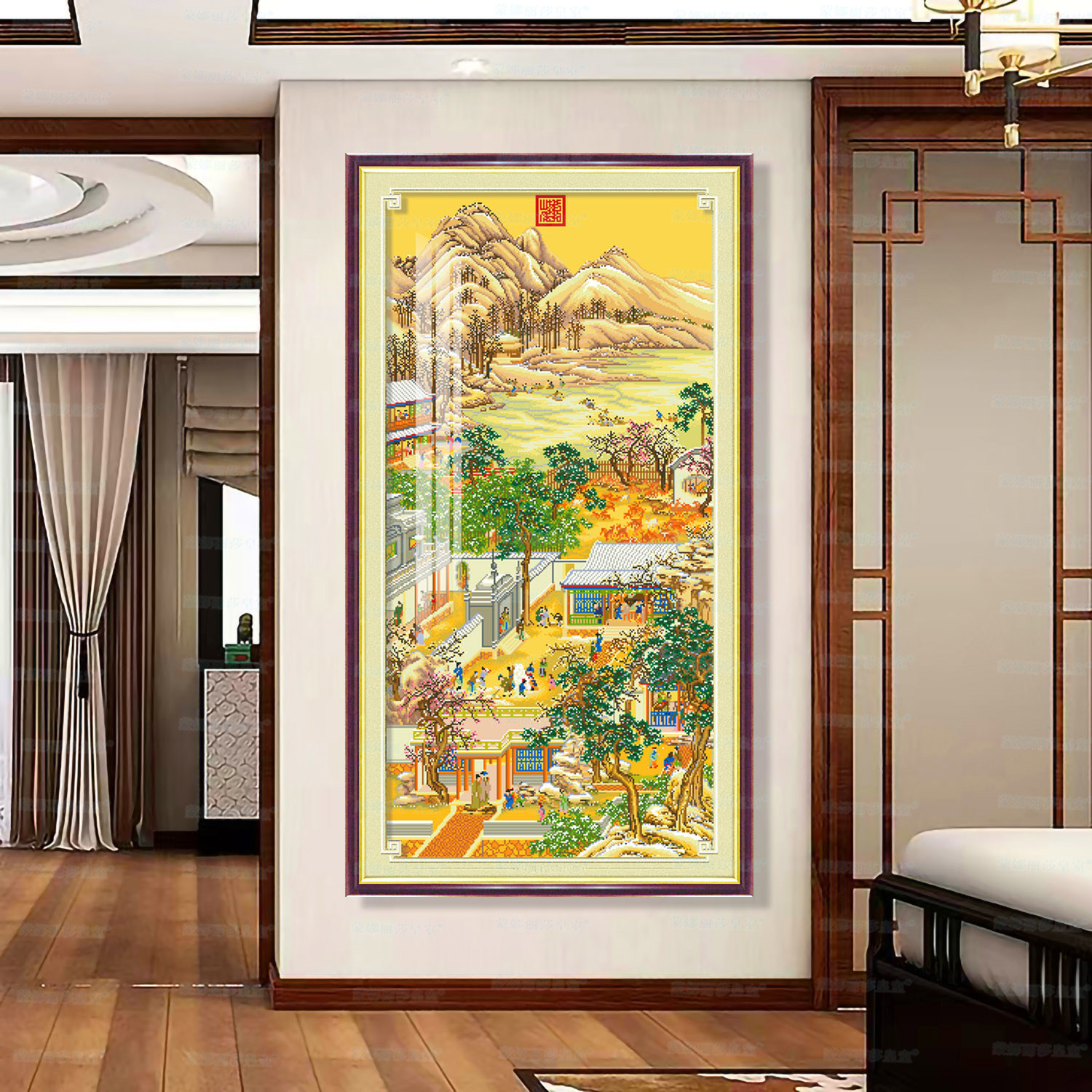 Mona Lisa Royal punto de cruz Yongzheng Diciembre-Lunar diciembre apreciación de la nieve nuevo estilo chino antiguo paisaje vertical image 1