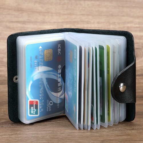 Fashionable women's leather card bag men's multi-card slot business card holder Business bank credit card holder genuine leather driver's license