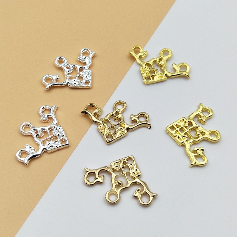 DIY Antique Jewelry Accessories Headwear Hairpin Hanfu Material Alloy Porous Triangle Pendant Flower Bracelet Buckle 728