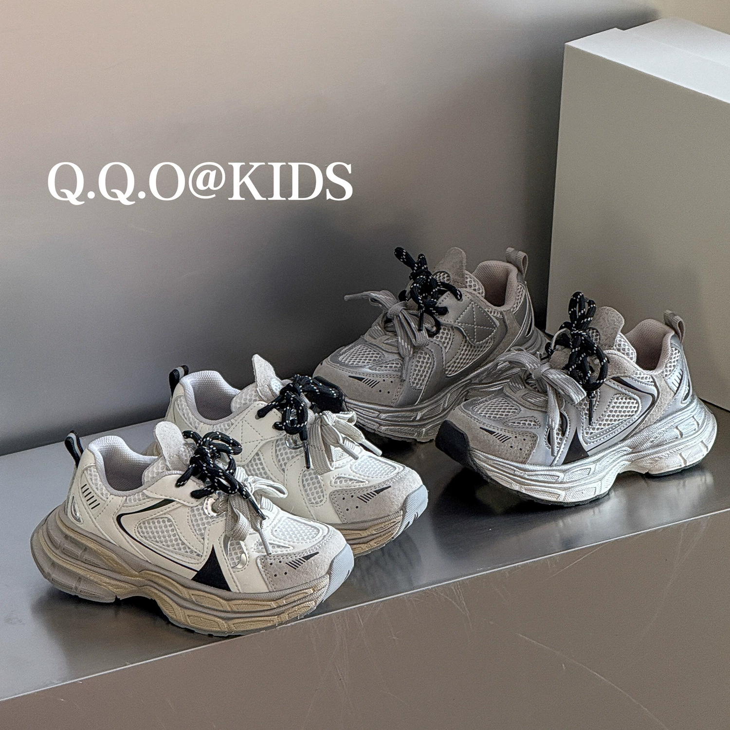 Детская обувь QQO 2025, детские кроссовки Bajia Dad с двойной шнуровкой, лёгкая спортивная обувь для мальчиков и девочек в корейском стиле, кроссовки для бега для студентов