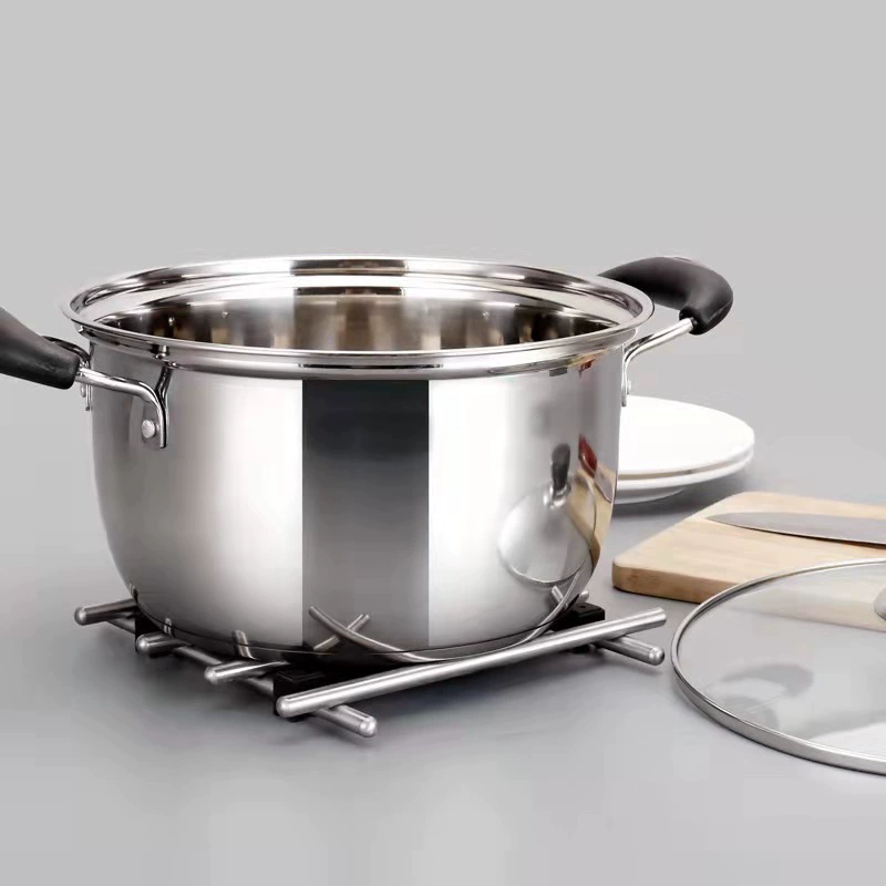 Суповая кастрюля из нержавеющей стали с крышкой из стекла, утолщенная и углубленная, немагнитная нержавеющая сталь