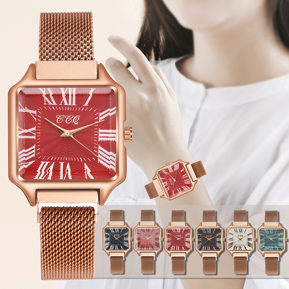 New Roman numeral square dial with simple and thin strap, trendy internet celebrity small shop quartz women's watch_voghion.com