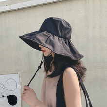 Viney防晒帽子女2024新款防紫外线黑胶空顶遮阳帽UV大檐太阳帽