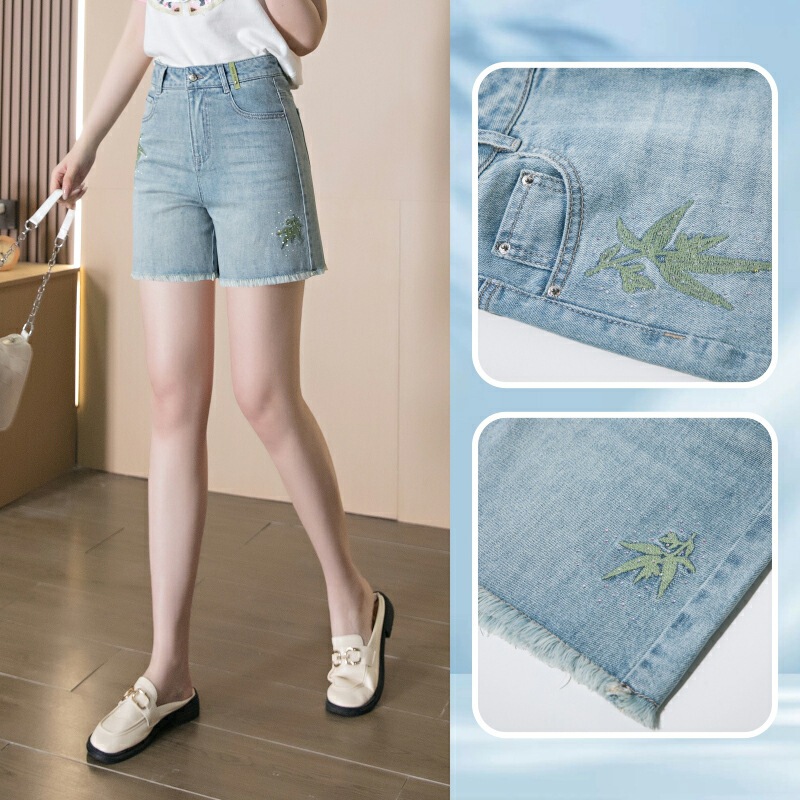 9269 Summer Denim Shorts Burr High Waist Casual Loose Explosive High Waist Quad Five Mother Pants Women's Pants