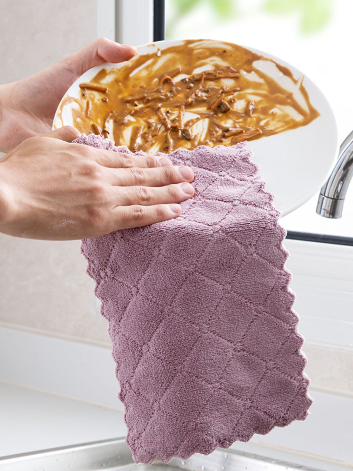 LW96懒人抹布干湿两用吸水的洗碗布厨房清洁巾擦手巾珊瑚绒