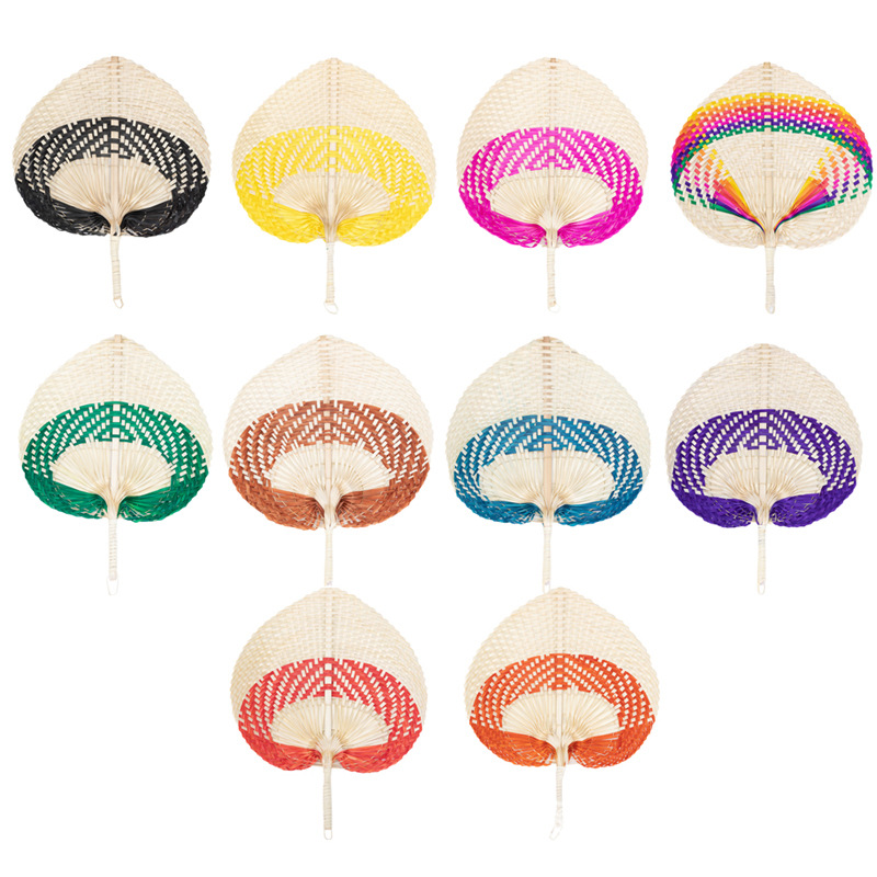Fábrica en stock hecho a mano en forma de melocotón ventilador de bambú verano fresco grande Pu Fan color creativo mano ventilador de girasol ventilador al por mayor