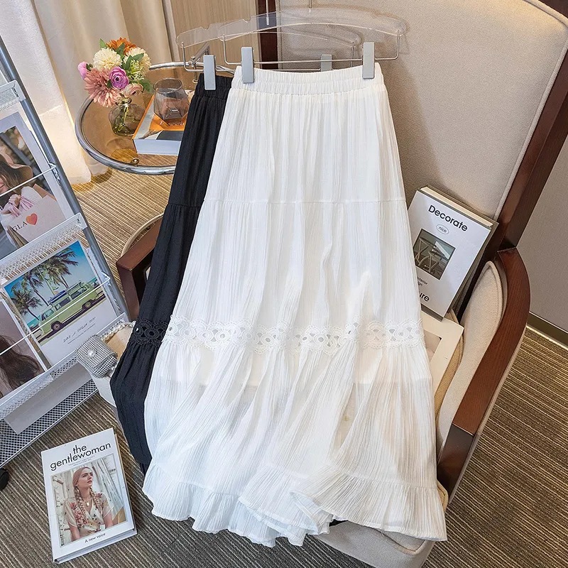 Plus Size Women's Fairy New Fat mm Skirt High Waist Skirt Women's A-Line French Long Skirt Cake Skirt Versatile
