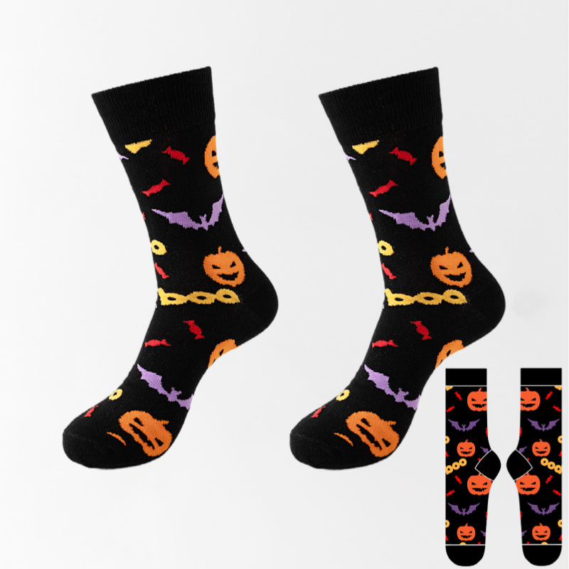 Halloween plus size Christmas pumpkin funny men's stockings Zhuji socks autumn and winter socks ladies wholesale