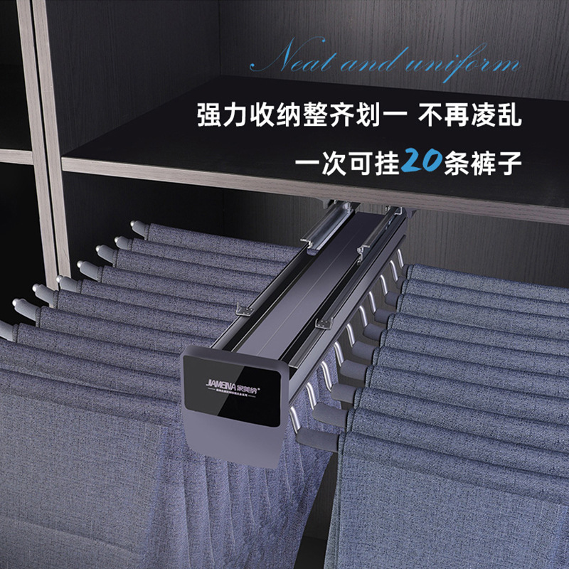 Pantalones de amortiguación rack armario incorporado retráctil extraíble carril de deslizamiento multifuncional montado en la parte superior pantalones laterales pantalones de pull-up artefacto de almacenamiento